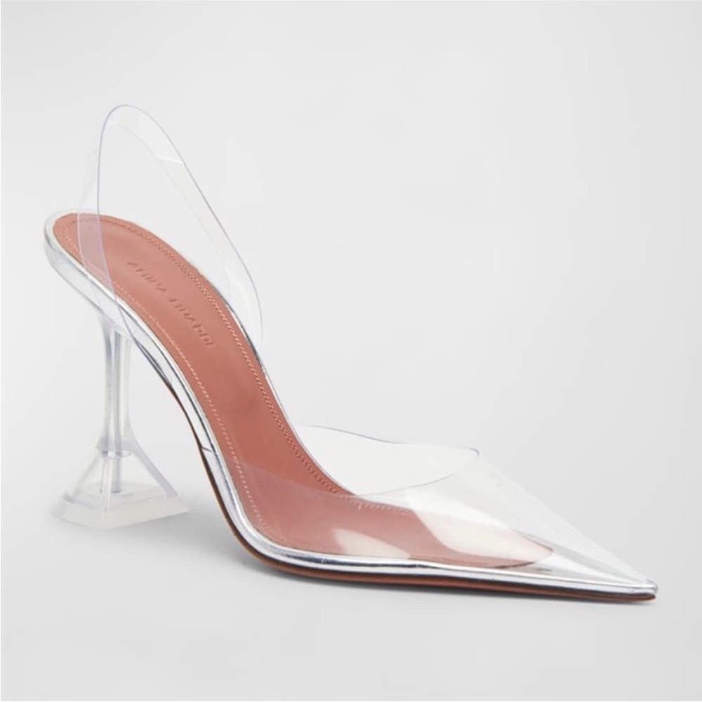 Amina Muaddi Holli Clear Slingback Pumps